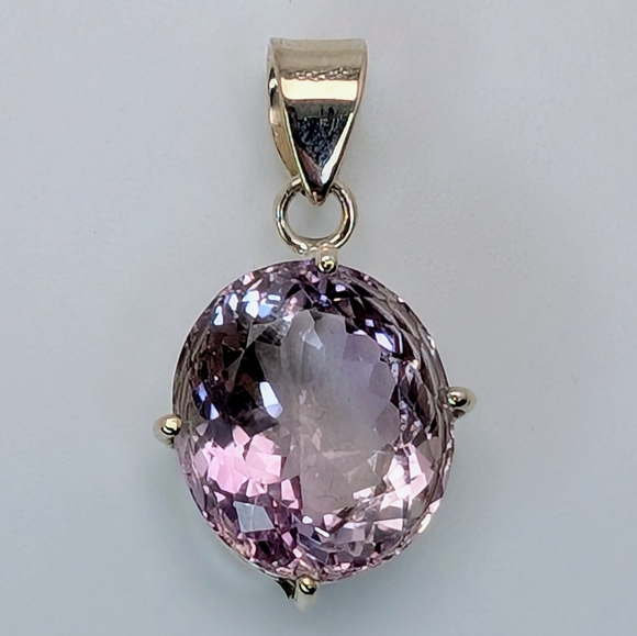 Natural Pink Amethyst Pendant S925 Sterling Silver Pendant - Picture 3 of 11